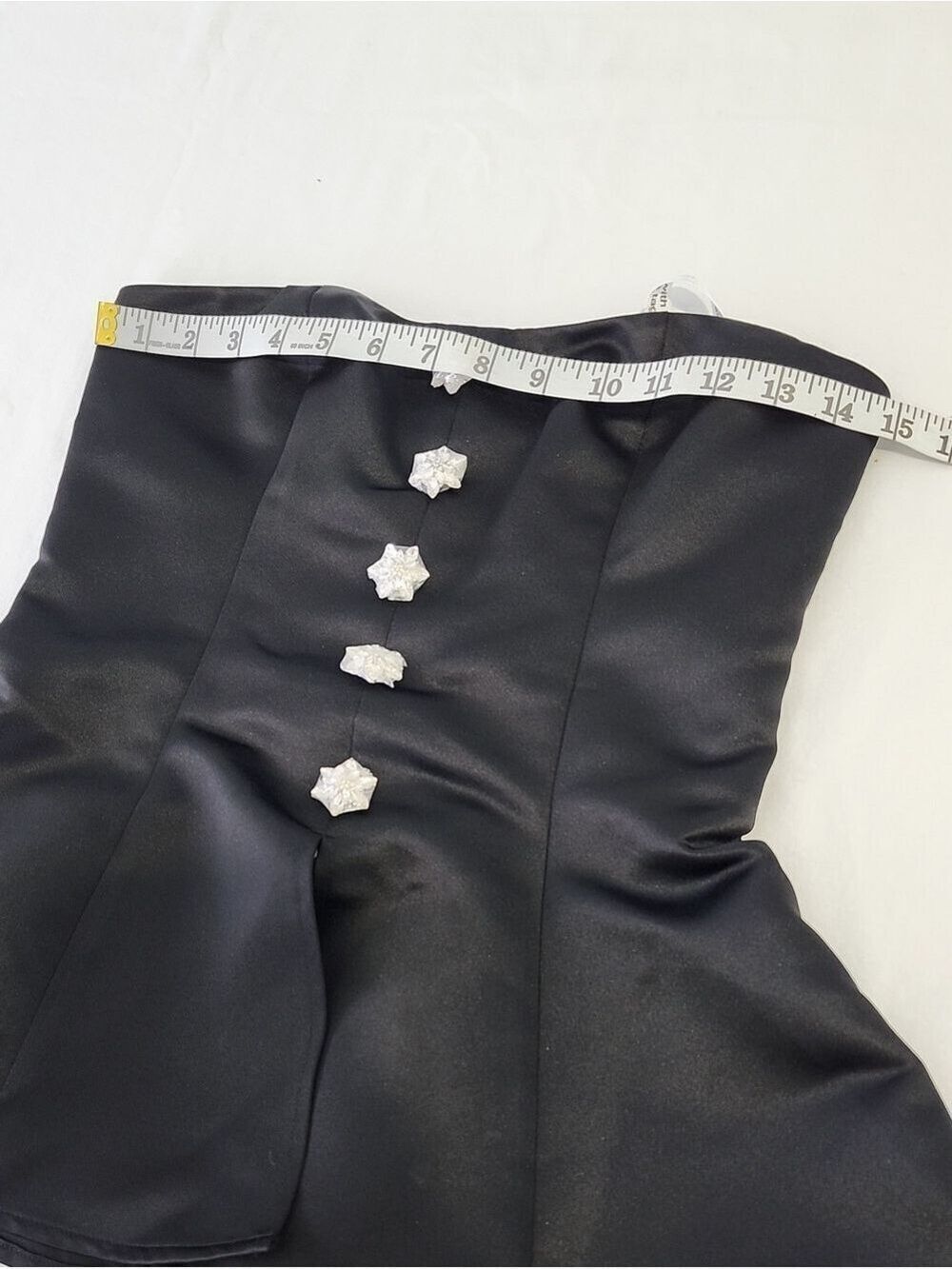 Adeirlina Black Satin Jeweled Peplum Corset Top Decorative Crystal Size Med NWT - Picture 7 of 9